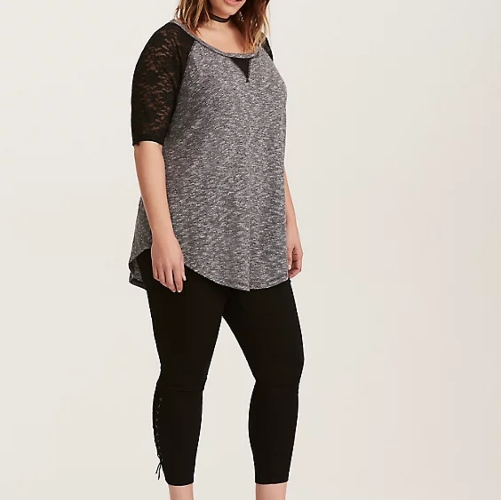 Torrid HACCI KNIT LACE RAGLAN TEEDETAILShttps:
